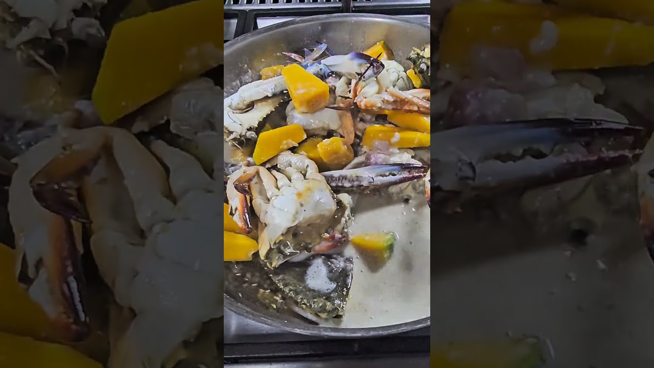 Crabe, courge et haricots longs au lait de coco
