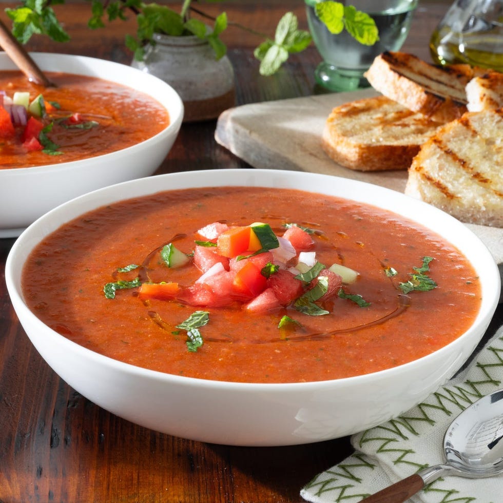 dîner d'été gaspacho à la pastèque