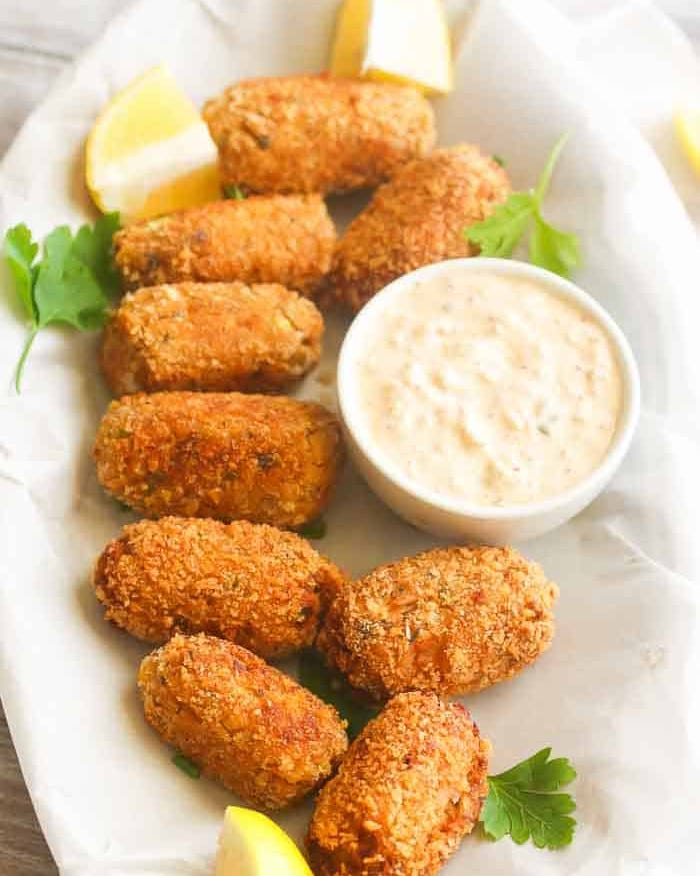 croquettes de saumon avec trempette