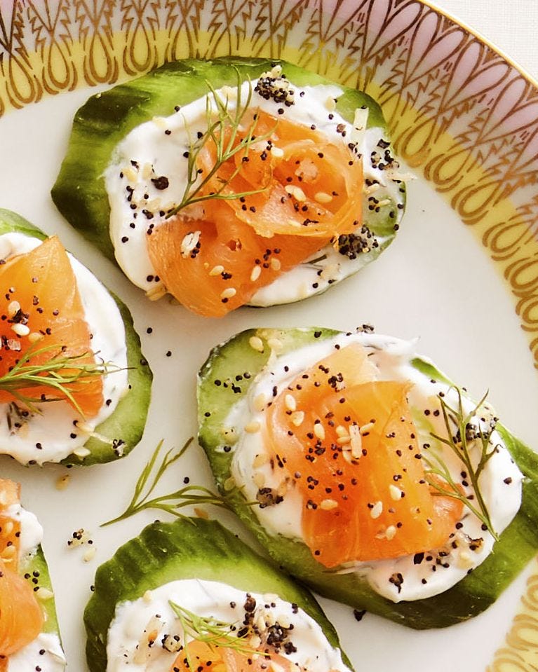 bouchées de saumon fumé au concombre