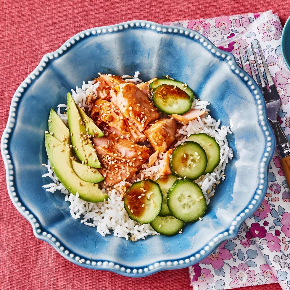 recettes de restes de saumon bol de riz au saumon