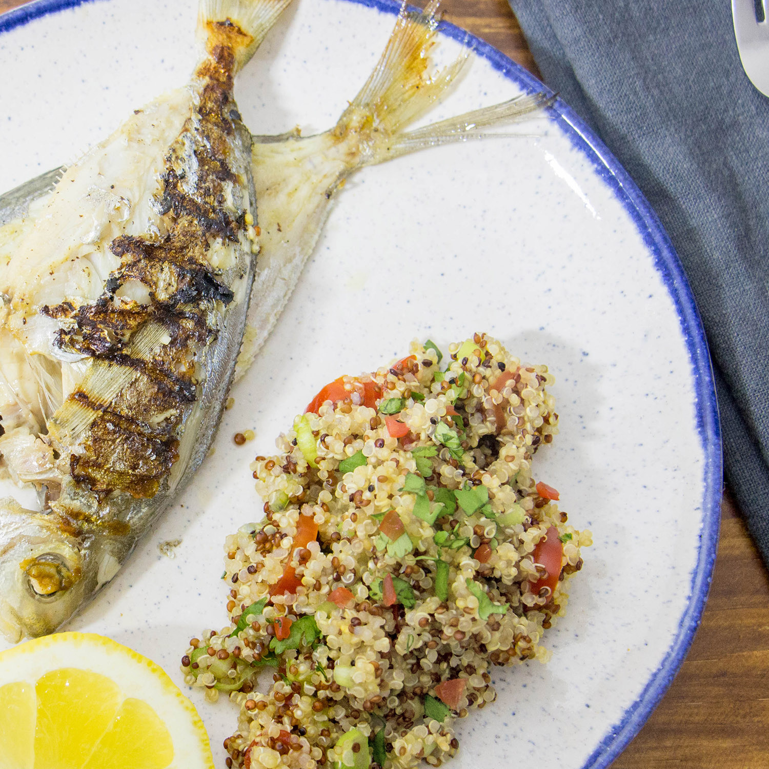 Butterfish grillé au quinoa tricolore