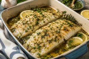 Filets de poisson au four avec herbes