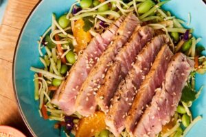 Seared Ahi Tuna on Asian Slaw