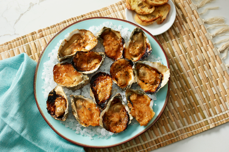 Huîtres grillées au miel et au parmesan