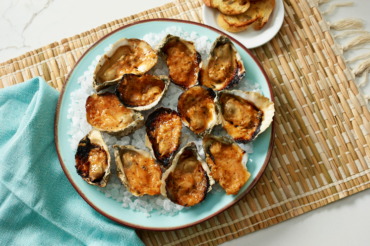 Huîtres grillées au miel et au parmesan