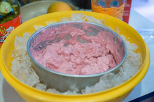 Freeze for 45 minutes, the surface will be pudding like.