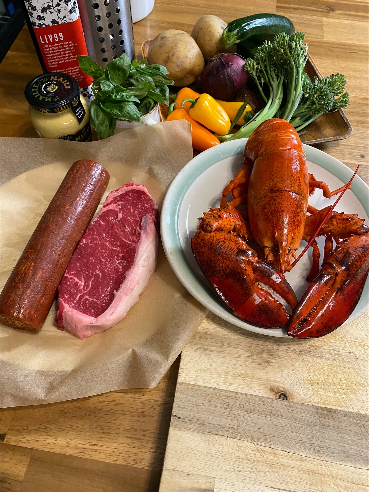 ingrédients principaux du plateau de partage Surf & Turf
