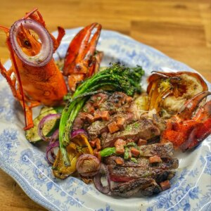 Surf & Turf Sharing Platter close up photo of completed platter