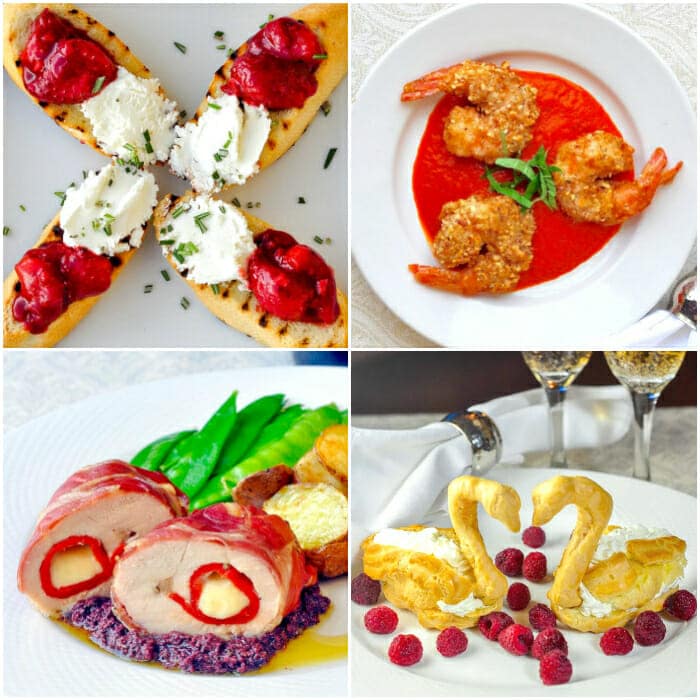 Menu du dîner de la Saint-Valentin pour deux collages de photos