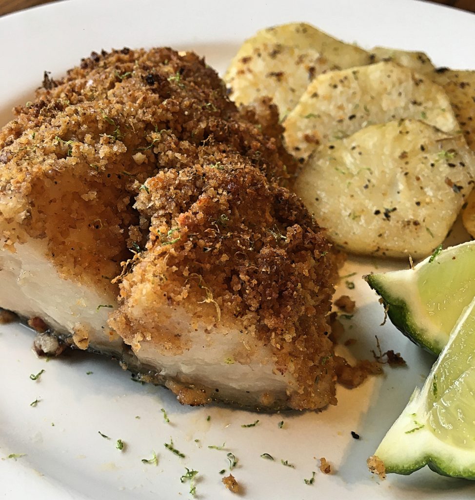 Morue charbonnière en croûte de pacanes