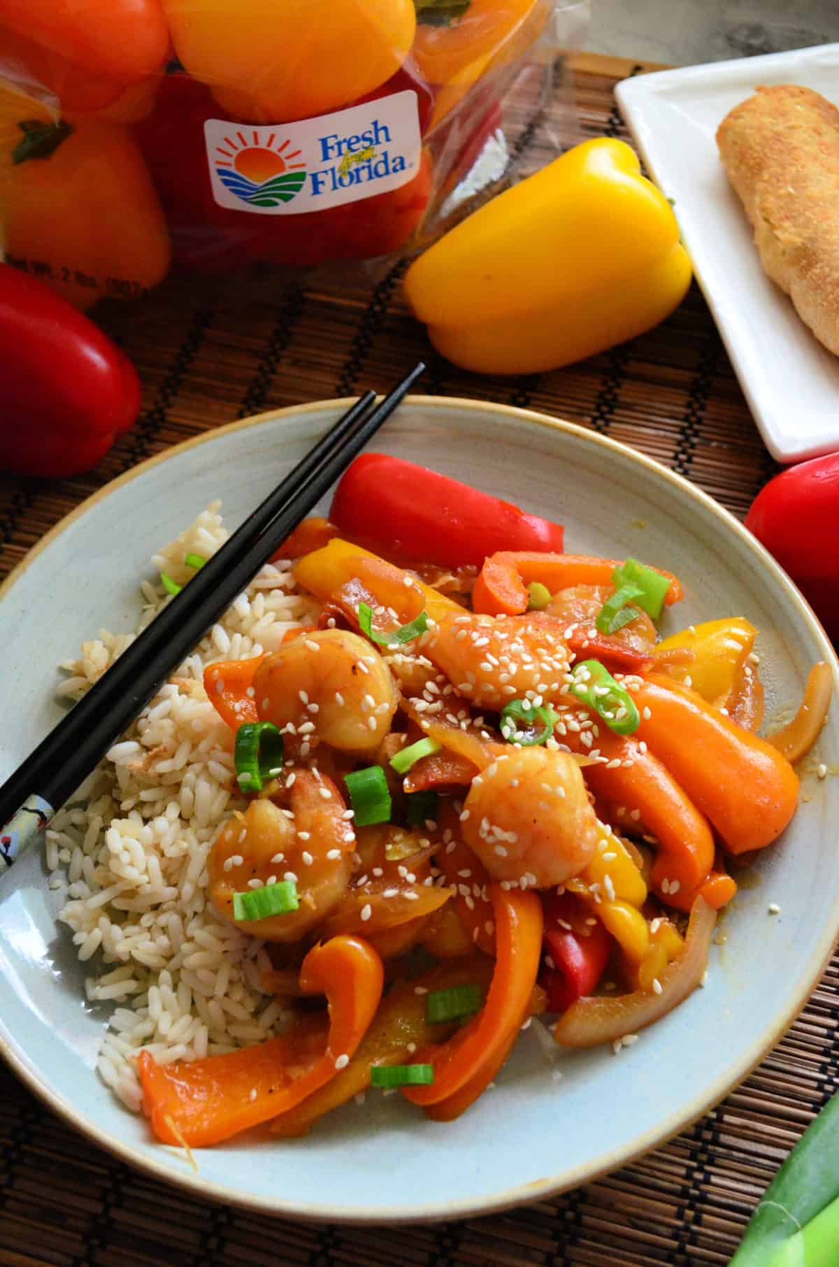 Poivrons doux et crevettes