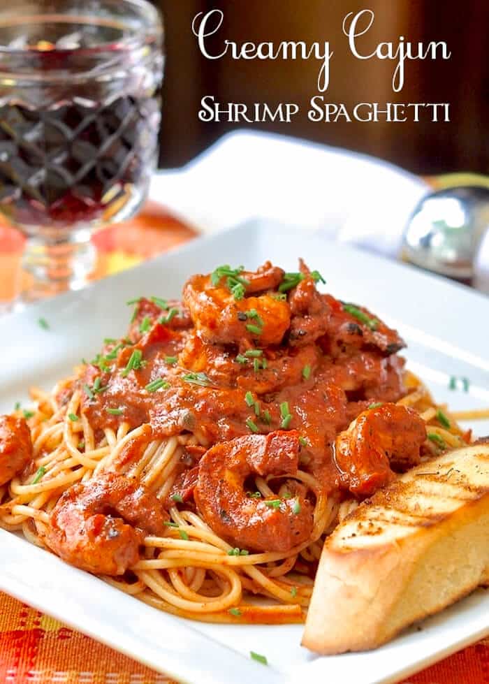 Spaghetti crémeux aux crevettes cajun