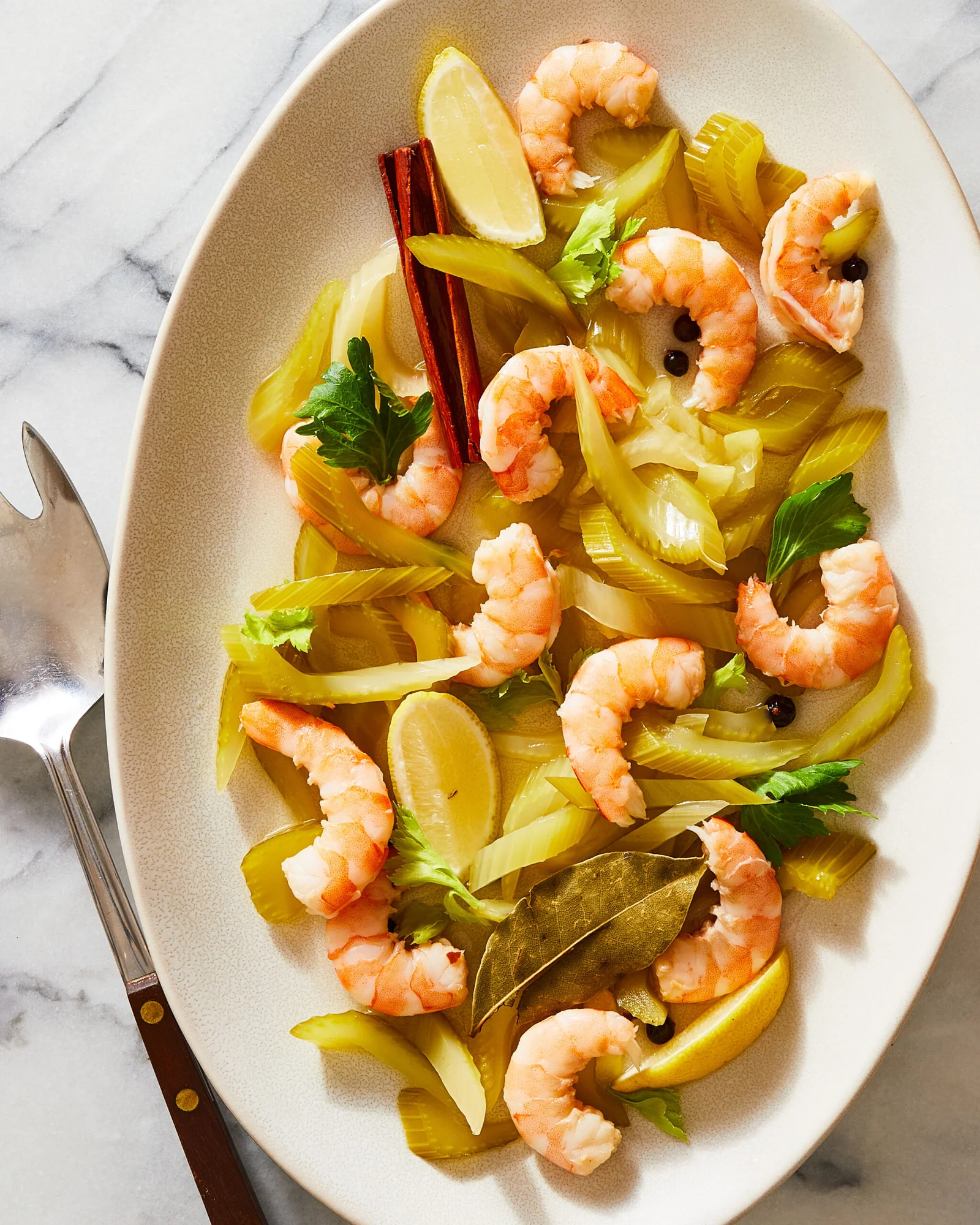 Recette de crevettes marinées et céleri