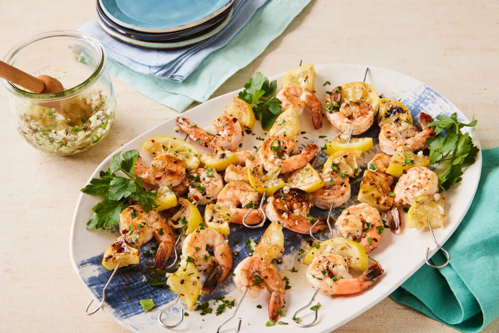 Brochettes de crevettes à l'ail