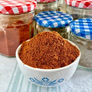 Photo of Copycat Old Bay Seasoning in a small white bowl for Google featured image.