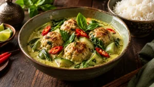 Boulettes de poulet au curry vert thaïlandais