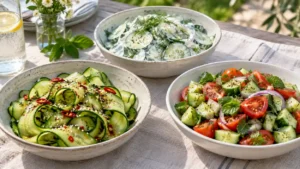 Salades de concombre virales : fraîches et croquantes