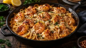 Pâtes crémeuses aux crevettes cajun