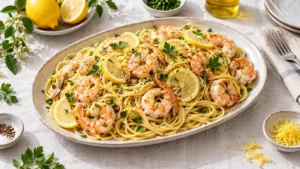 Pâtes aux crevettes et au citron