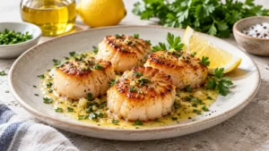 Pétoncles sautés au citron et aux herbes
