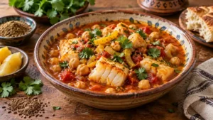 Ragoût de morue et de pois chiches aux épices