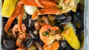 Seafood boil au curry vert et lait de coco